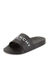 Givenchy Logo Printed Rubber Slides In Blackbad