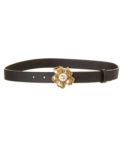Gucci Metal Flower Leather Belt' In Black