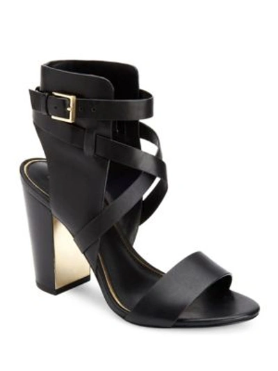 Rachel Zoe Dalella Leather Ankle-wrapped High-heel Sandals In Black