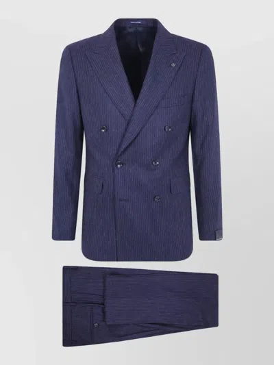 Tagliatore Montecarlo Herringbone-pattern Double-breasted Blazer In Purple
