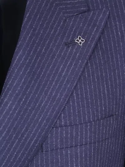 Tagliatore Montecarlo Herringbone-pattern Double-breasted Blazer In Purple