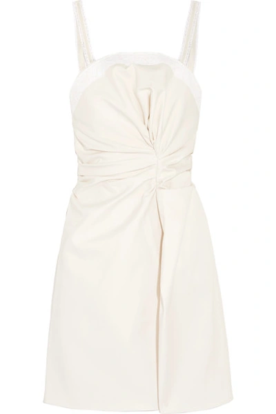 Shop Jacquemus Lace-trimmed Cotton Mini Dress In Ecru