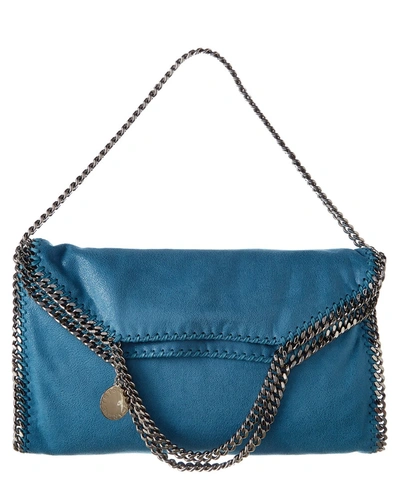 Stella Mccartney Falabella Shaggy Deer Fold Over Tote In Peacock