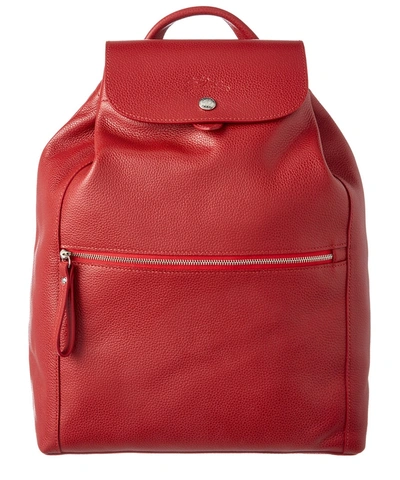Longchamp Le Foulonne Leather Backpack' In Red