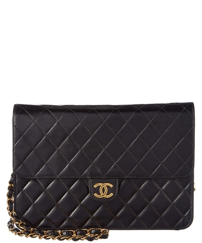 Chanel -  Black Quilted Lambskin Single Flap Shoulder Bag' In Black Multi