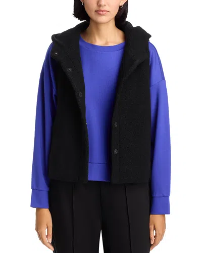 Eileen Fisher Boucle Hooded Vest In Black | ModeSens