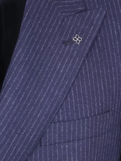Tagliatore Montecarlo Herringbone-pattern Double-breasted Blazer In Purple