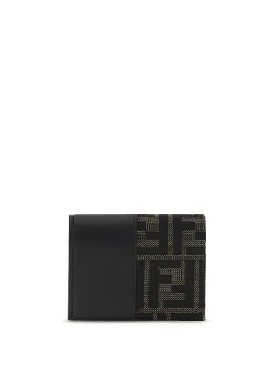 Fendi Brown Polyester Wallet In Black