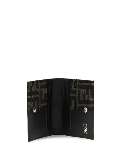 Fendi Brown Polyester Wallet In Black