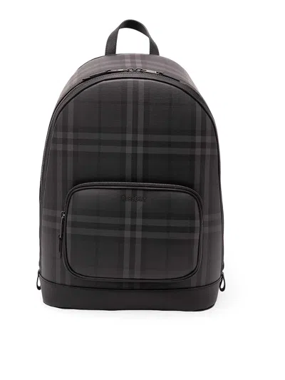 Burberry Black Leather Zip Backpack In Black