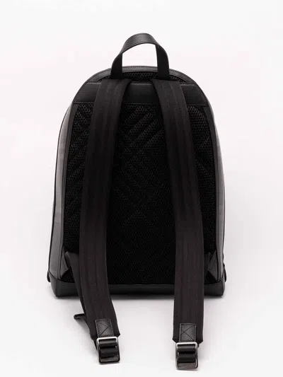 Burberry Black Leather Zip Backpack In Black