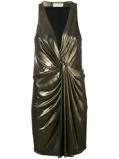 Shop Saint Laurent Mini Metallic Dress