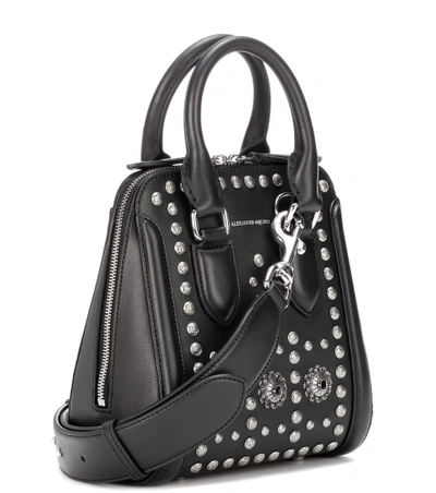 Shop Alexander Mcqueen Small Heroine Embellished Leather Crossbody Bag In Llack