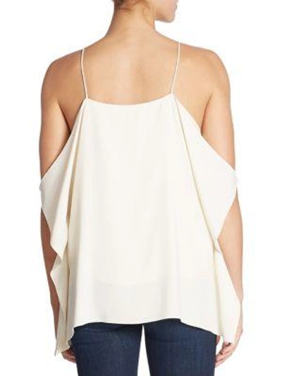 Shop Theory Petteri Draped Cold-shoulder Crepe Top In Ivory