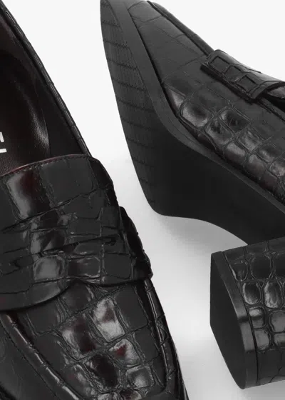 Daniel Brown Python Leather Block Heel Loafers In Multi