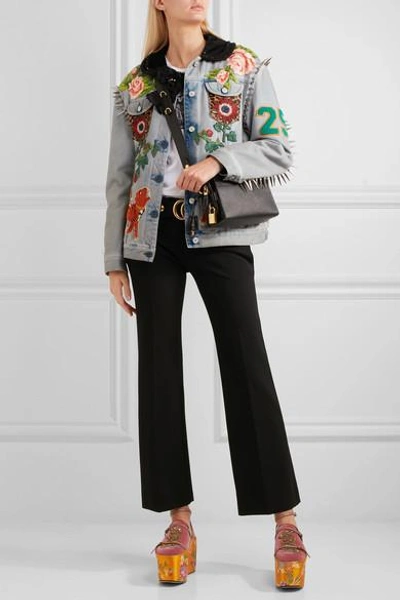 Shop Gucci Convertible Embellished Velvet And Jacquard Platforms