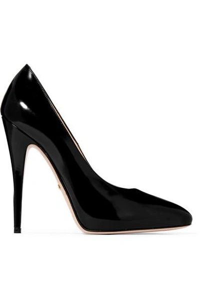 Shop Gucci Bow-embellished Patent-leather Pumps In Black