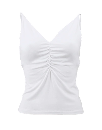 Alexander Wang T Micro Modal Spandex Shirred Front Camisole In White