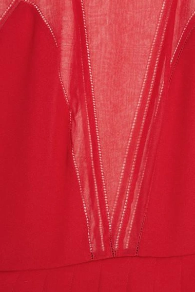 Shop Valentino Chiffon-trimmed Silk Crepe De Chine Halterneck Midi Dress
