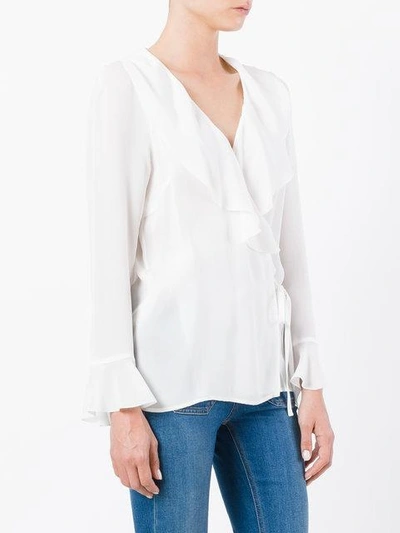 Shop Etro Seidenbluse Mit Volants In White