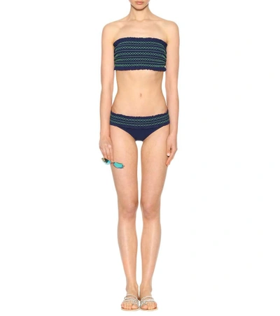 Shop Tory Burch Costa Smocked Bandeau Bikini