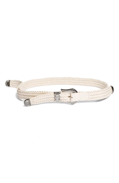 Y/project Braided Leather Belt In Off White/ Silver