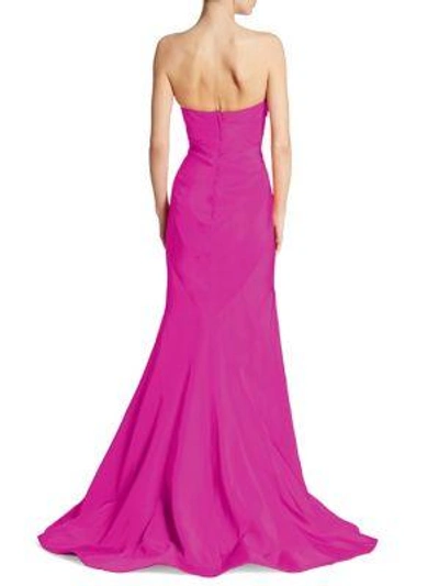 Shop Zac Posen Silk Faille Strapless Gown In Magenta