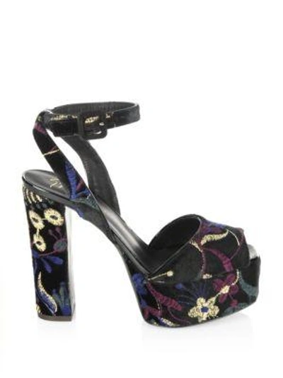 Shop Giuseppe Zanotti Lavinia Brocade Velvet Platform Sandals In Magdalena Multi