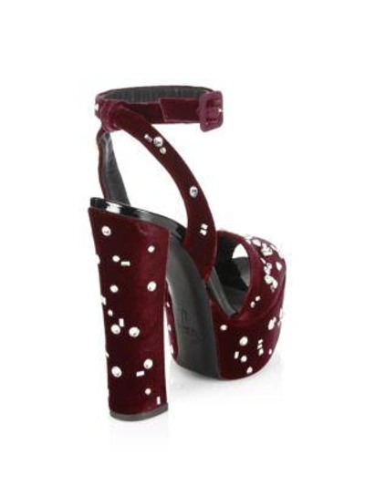 Shop Giuseppe Zanotti Lavinia Swarovski Crystal Velvet Platform Sandals In Veronica Amaranto