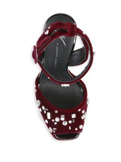 Shop Giuseppe Zanotti Lavinia Swarovski Crystal Velvet Platform Sandals In Veronica Amaranto