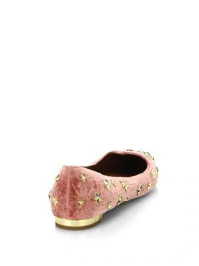 Shop Aquazzura Cosmic Star Velvet Flats In Antique Pink