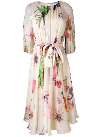 Blumarine Floral Print Flared Dress