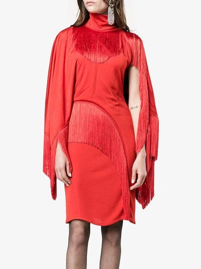 Shop Givenchy Dress With Fringing In Red