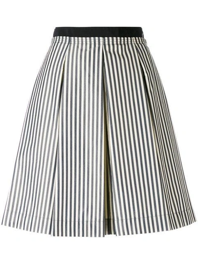Shop Moncler - Striped Full Skirt  In Nude/neutrals