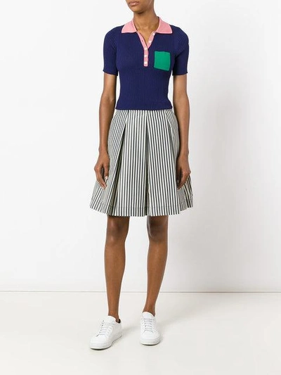 Shop Moncler - Striped Full Skirt  In Nude/neutrals