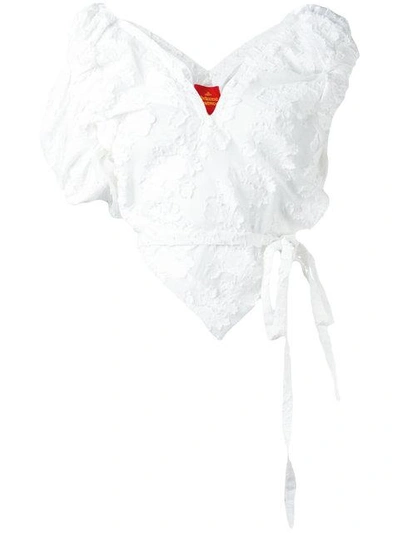 Shop Vivienne Westwood Red Label Asymmetric V-neck Top - White