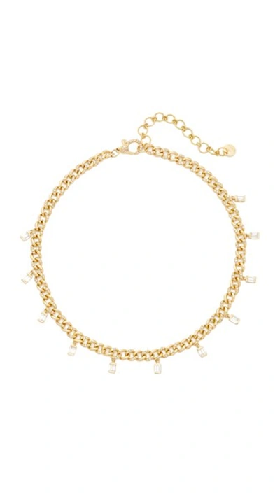 Shay Baguette Drop Link Choker Necklace In Gold/clear