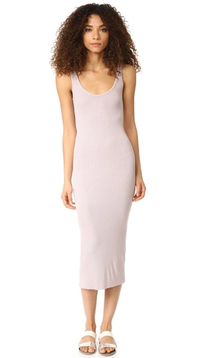 Enza Costa Ribbed Tank Dress In Beige Lilac