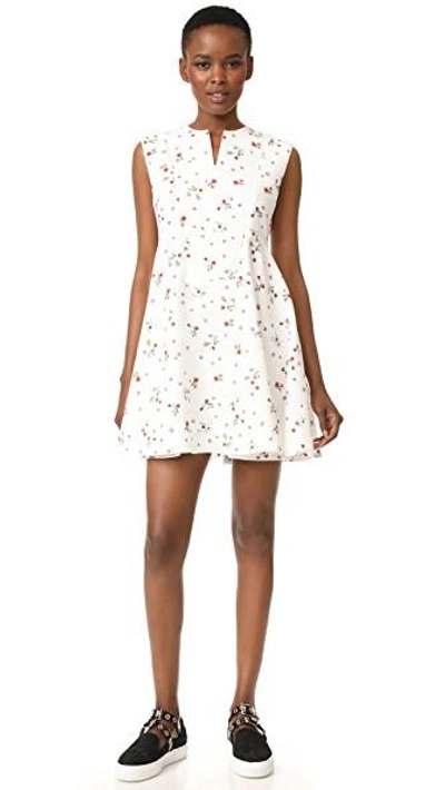 Shop Carven Sleeveless Dress In Blanc/multicolor