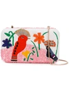 ALICE AND OLIVIA bird embroidered clutch,PVC100%