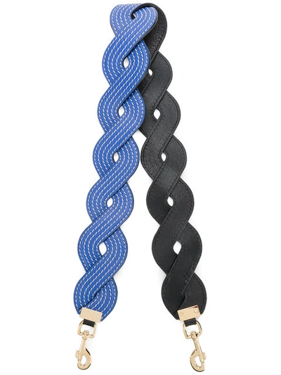 Loewe Twisted Wave Leather Bag Strap In Blue
