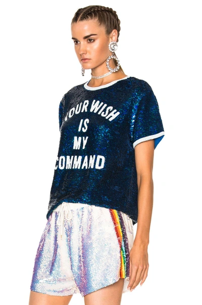 Shop Ashish Your Wish Is My Command T-shirt In Blue & White