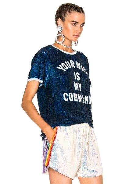 Shop Ashish Your Wish Is My Command T-shirt In Blue & White
