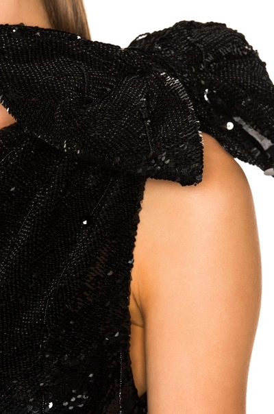 Shop Ashish Sequin Shoulder Bow Dress In Black