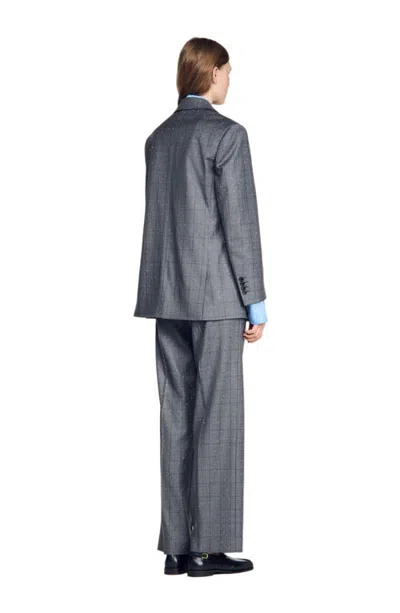 Sandro Checked Wool Jacket In Gray