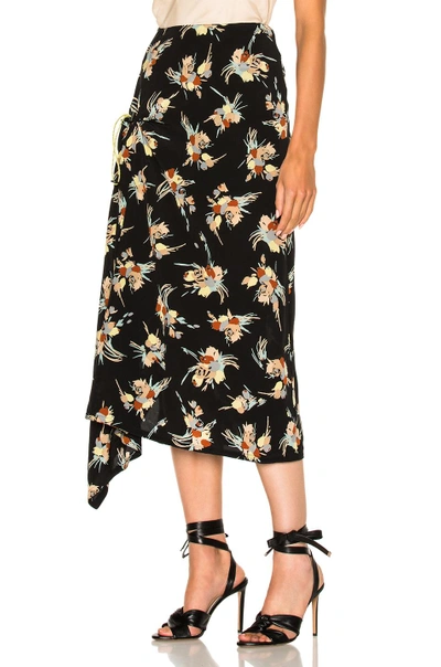 Shop Marni Printed Skirt In Black, Floral, Yellow.