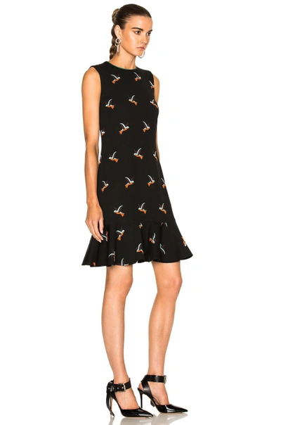 Shop Victoria Victoria Beckham Flounce Hem Dress In Hummingbird Black & Multi