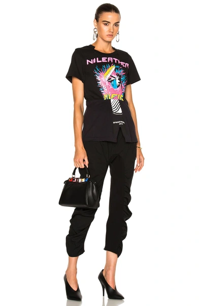 Shop Stella Mccartney Jersey No Leather Surf Print T-shirt In Abstract,black,pink