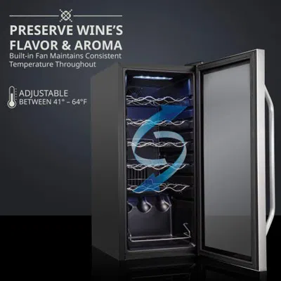 Ivation 18 Bottle Compressor Wine Refrigerator, Freestanding Wine Cooler With Lock In Multi