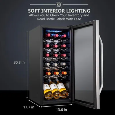 Ivation 18 Bottle Compressor Wine Refrigerator, Freestanding Wine Cooler With Lock In Multi
